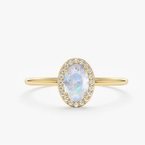 Moonstone and diamond ring